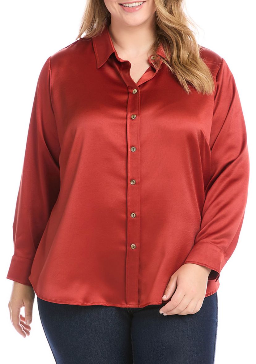 Plus Size Long Sleeve Button Up Shirt
