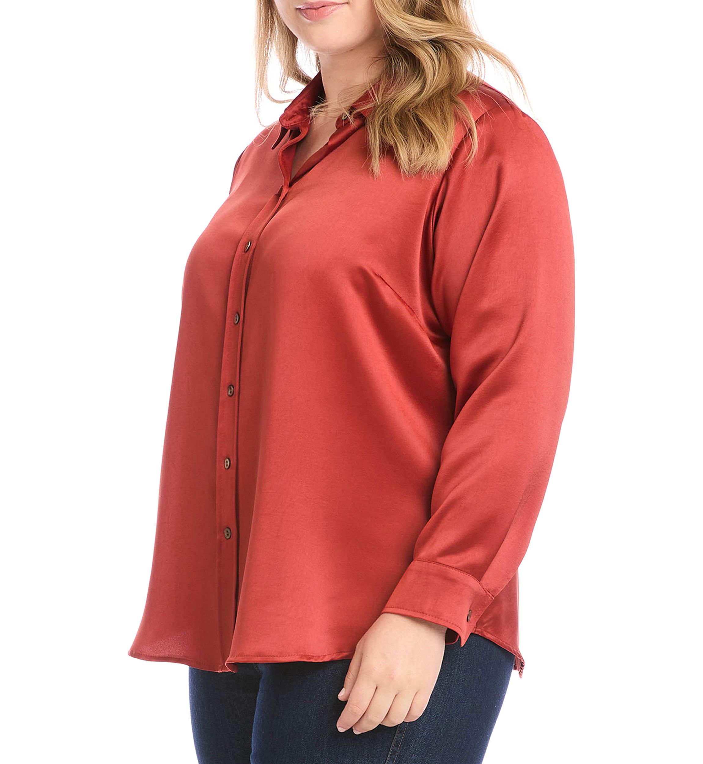 Plus Size Long Sleeve Button Up Shirt