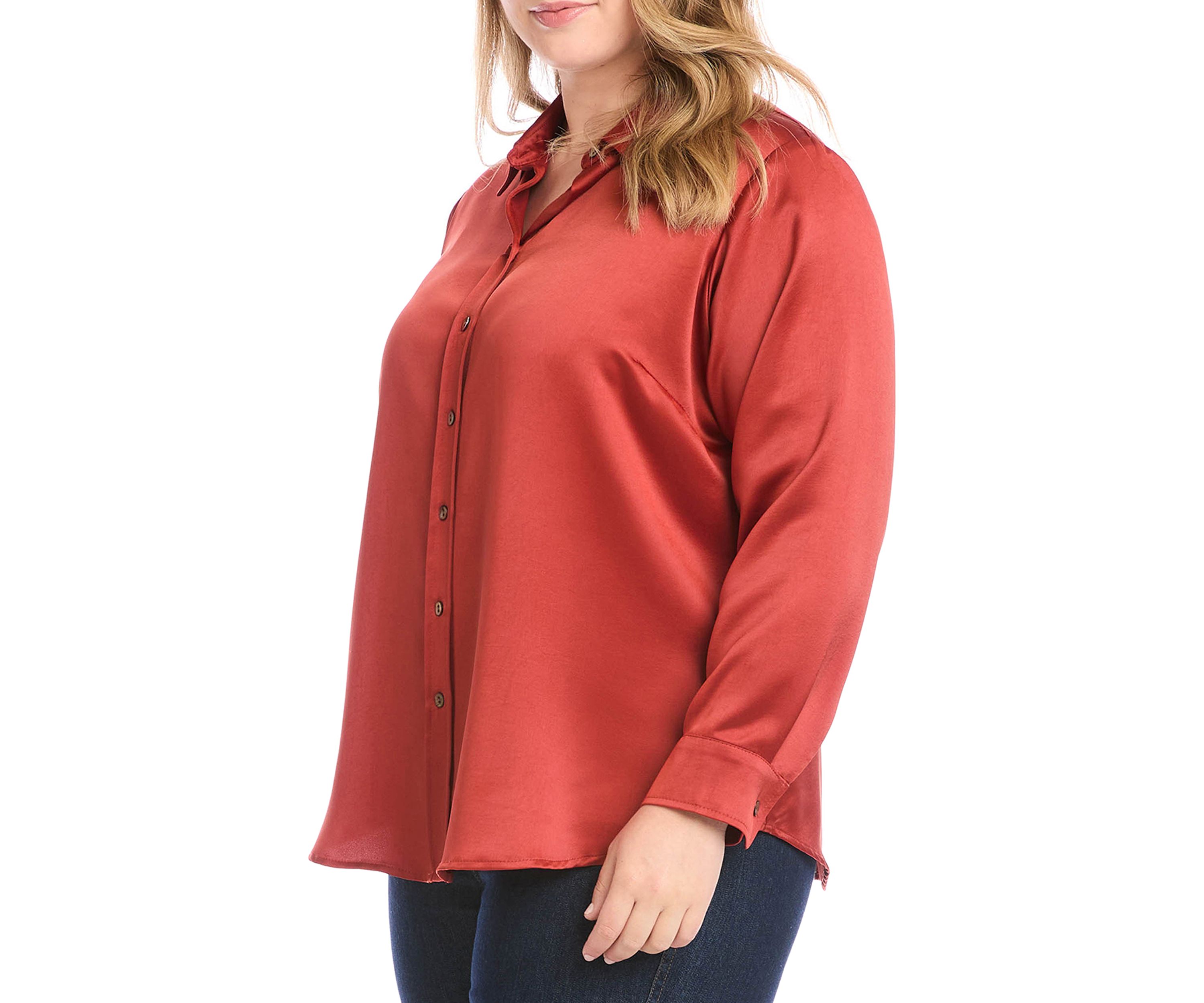 Plus Size Long Sleeve Button Up Shirt
