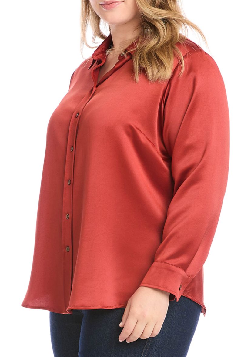Plus Size Long Sleeve Button Up Shirt