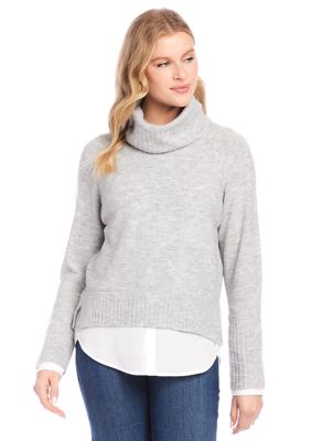 Karen Kane Women's Layered Turtleneck Sweater, Large