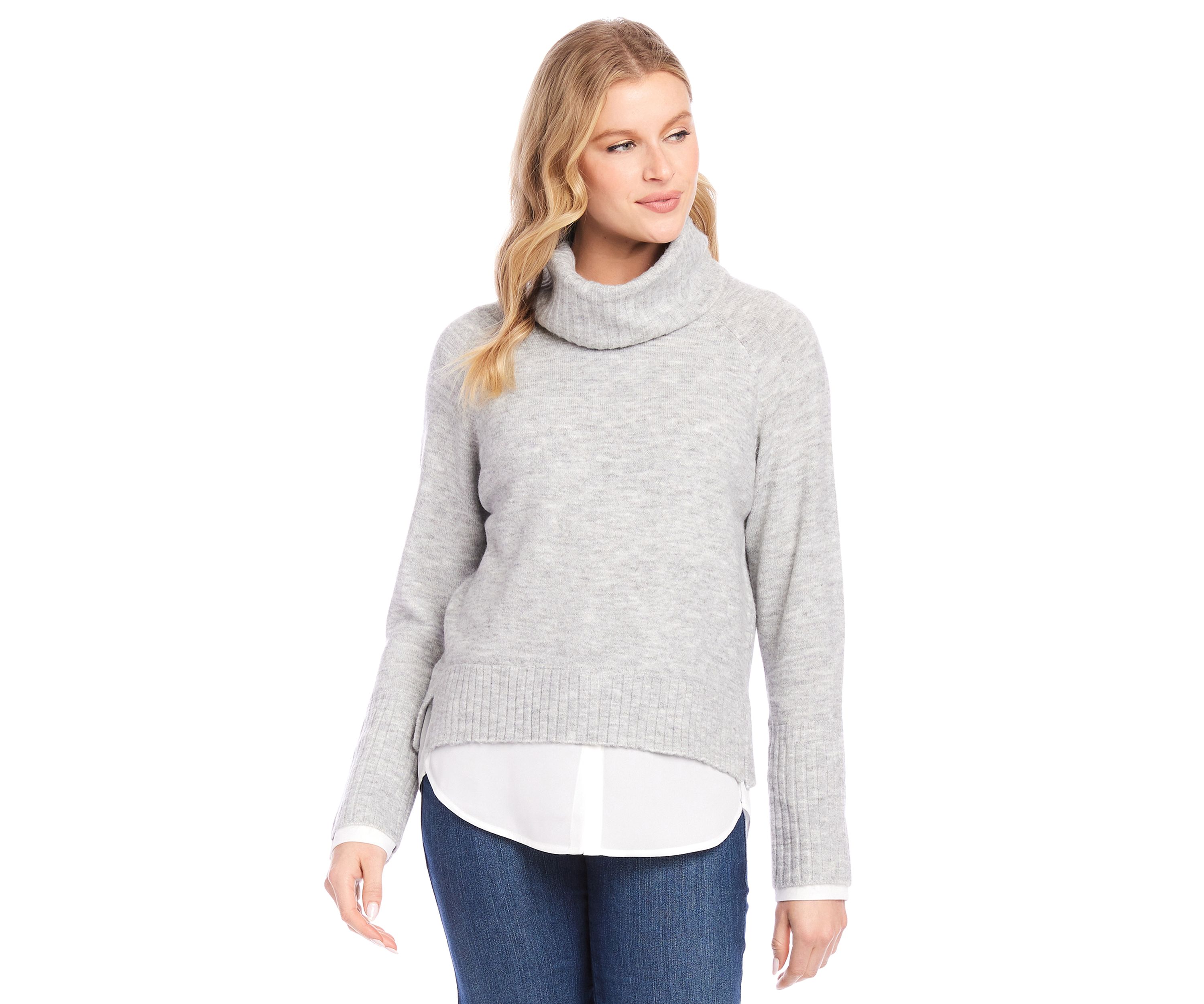 Womens Layered Turtleneck Sweater