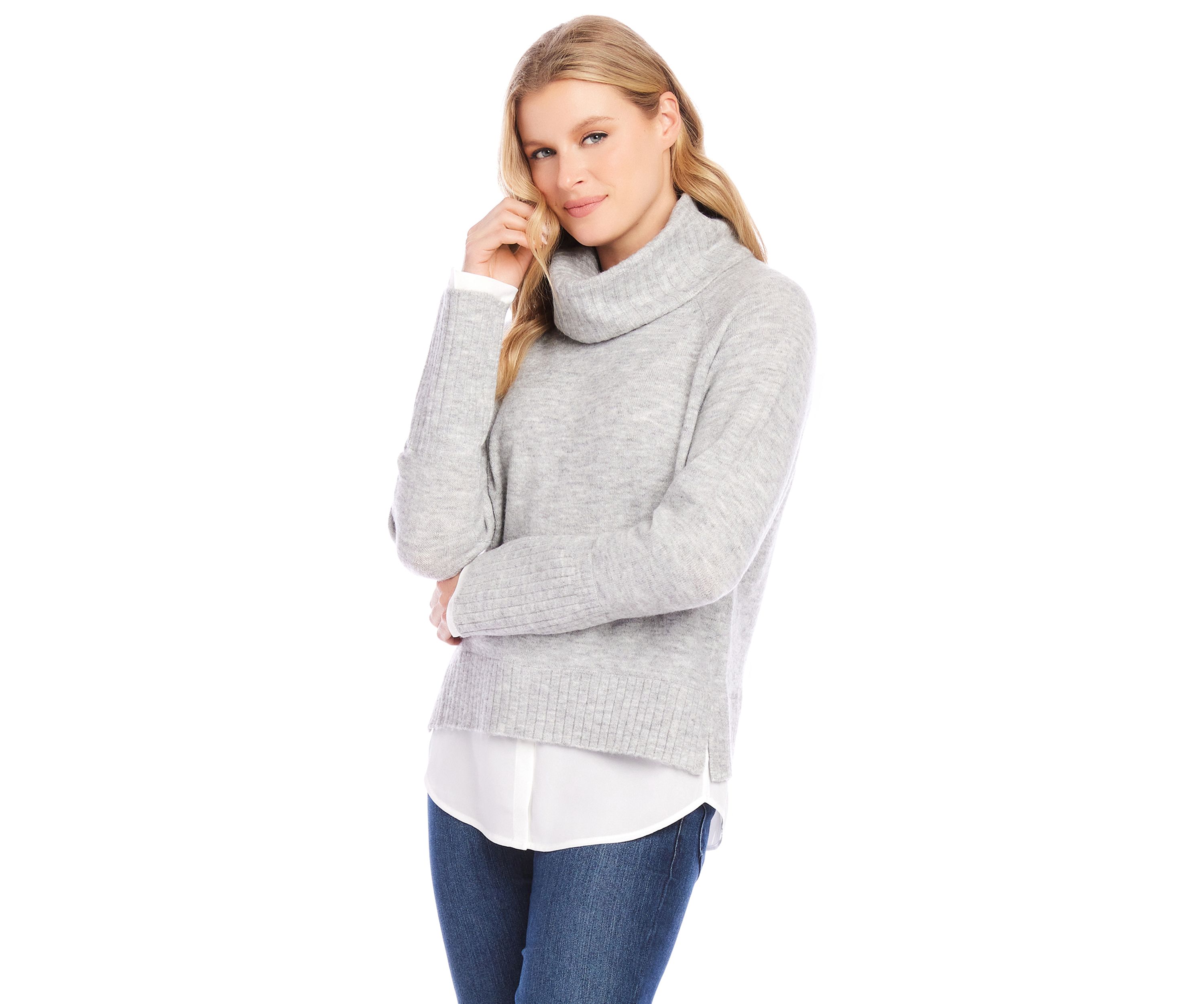 Womens Layered Turtleneck Sweater