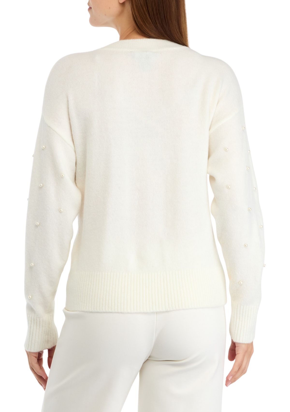 Womens Pearl Crew Neck Sweater 
