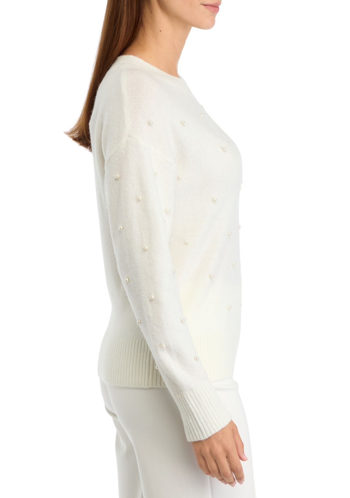 Womens Pearl Crew Neck Sweater 