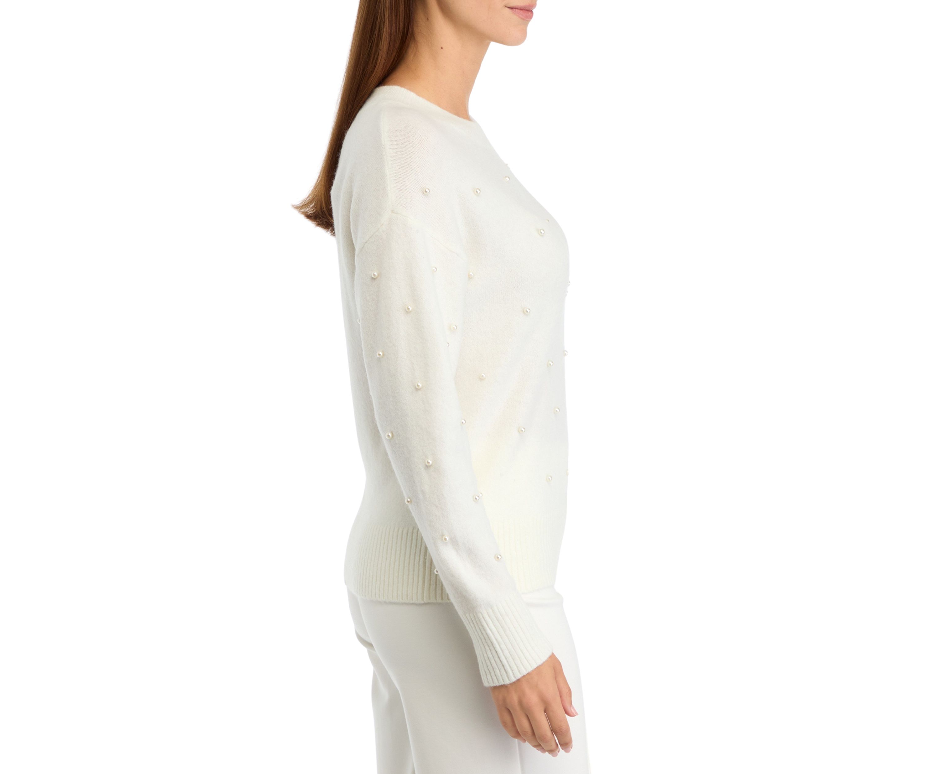 Womens Pearl Crew Neck Sweater 