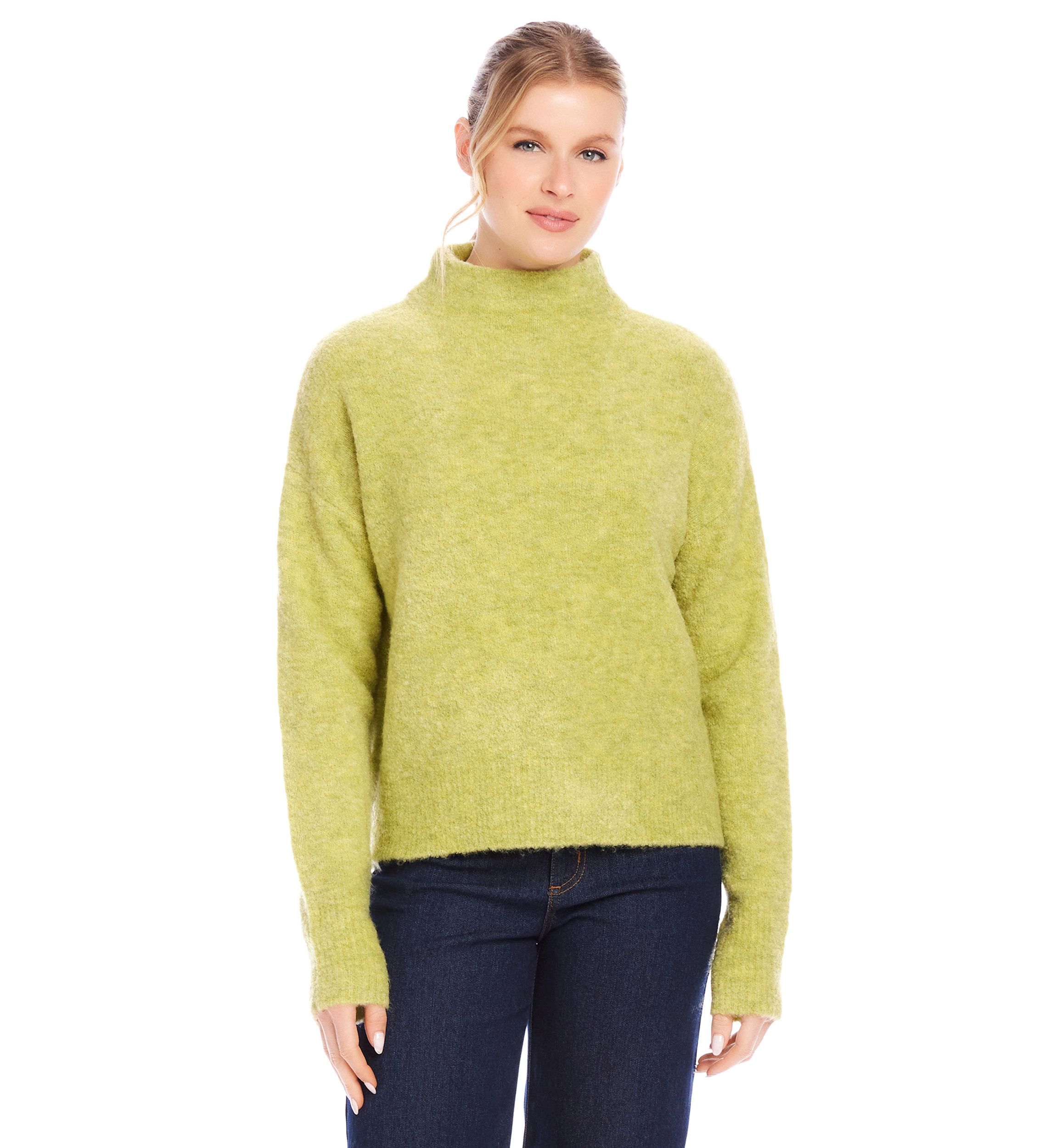 Petite Size Mock Neck Bouclé Sweater