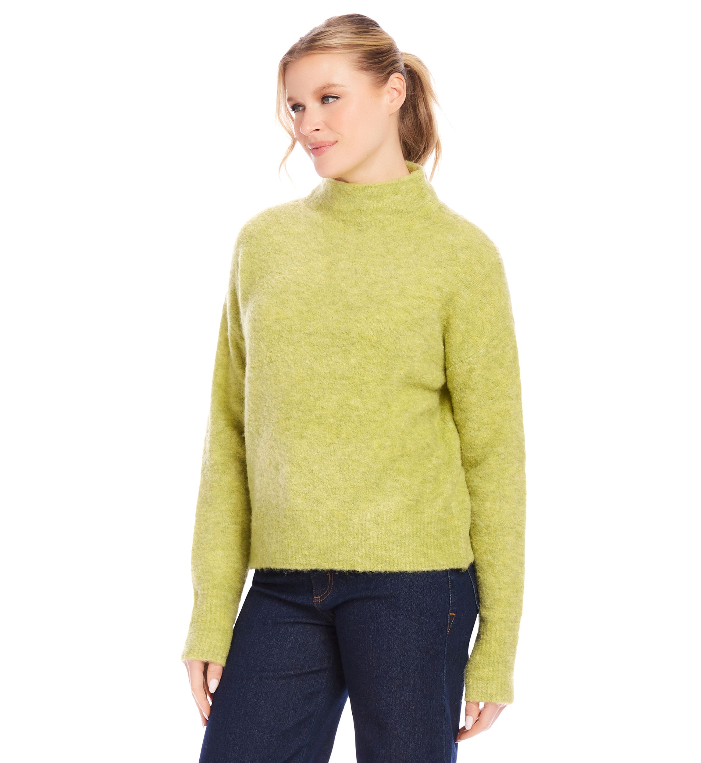 Petite Size Mock Neck Bouclé Sweater