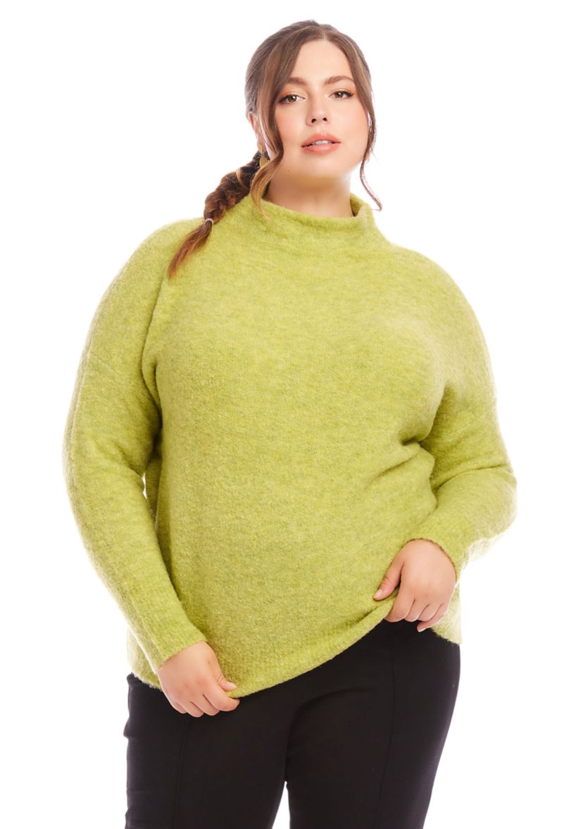 Plus Size Mock Neck Boucle Sweater