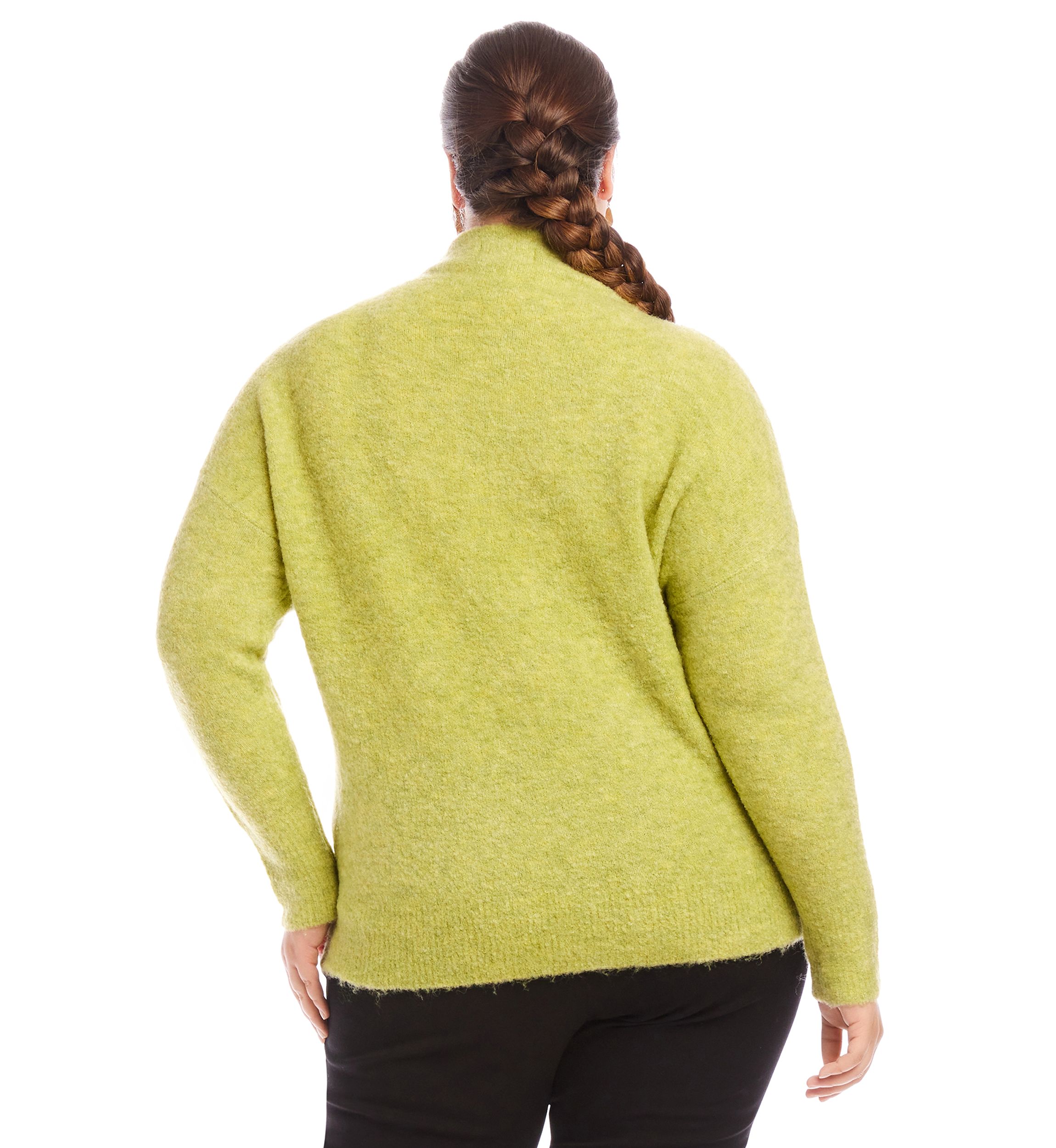 Plus Size Mock Neck Boucle Sweater