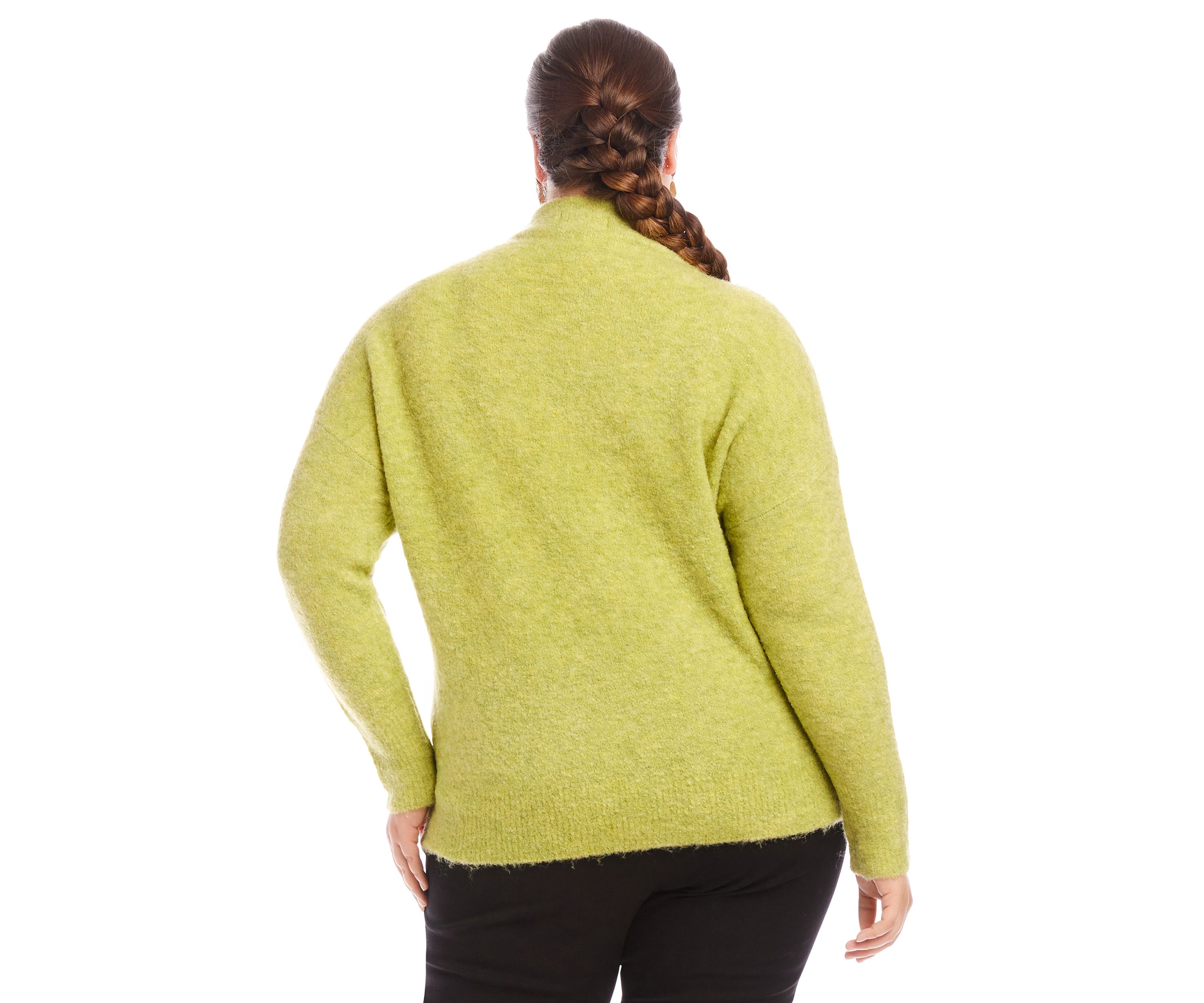Plus Size Mock Neck Boucle Sweater