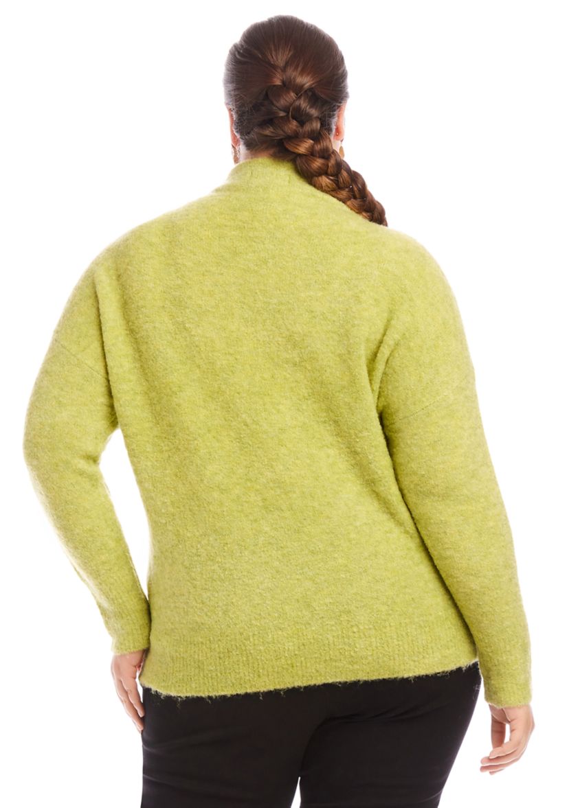 Plus Size Mock Neck Boucle Sweater