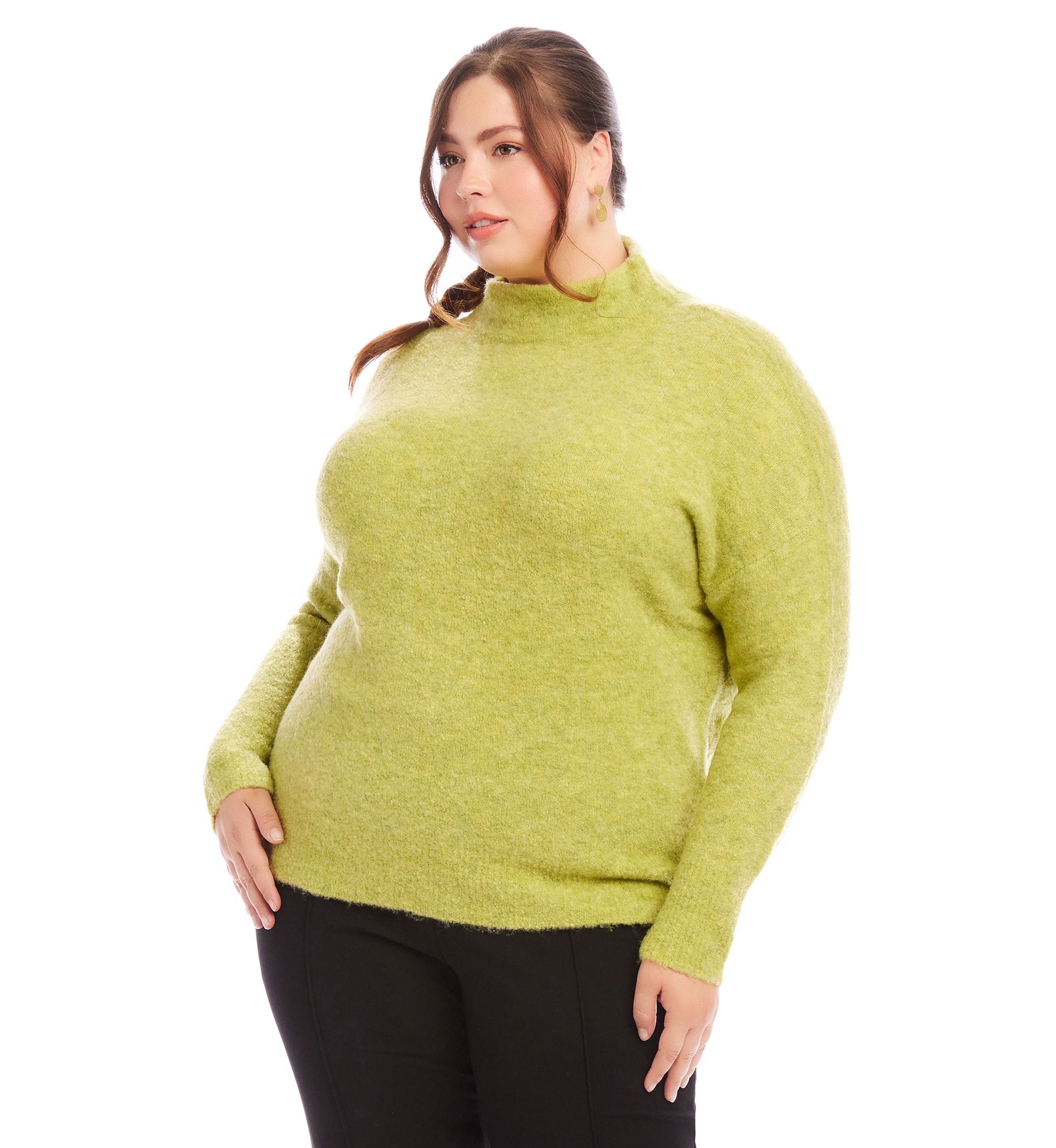 Plus Size Mock Neck Boucle Sweater