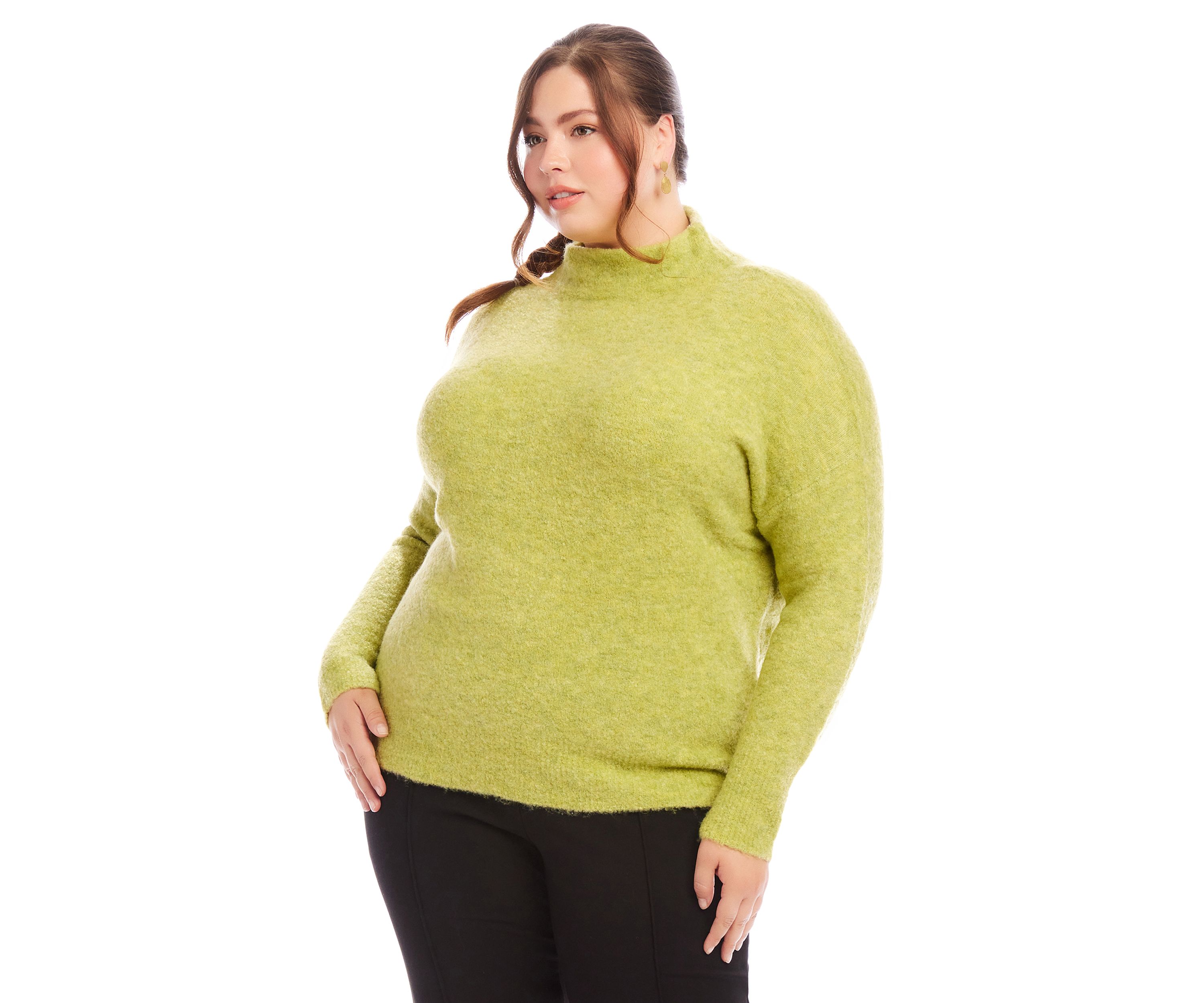 Plus Size Mock Neck Boucle Sweater