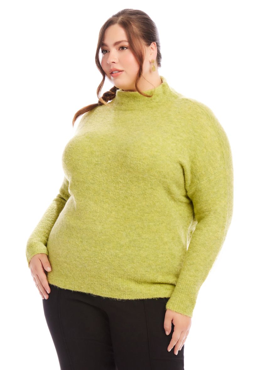 Plus Size Mock Neck Boucle Sweater