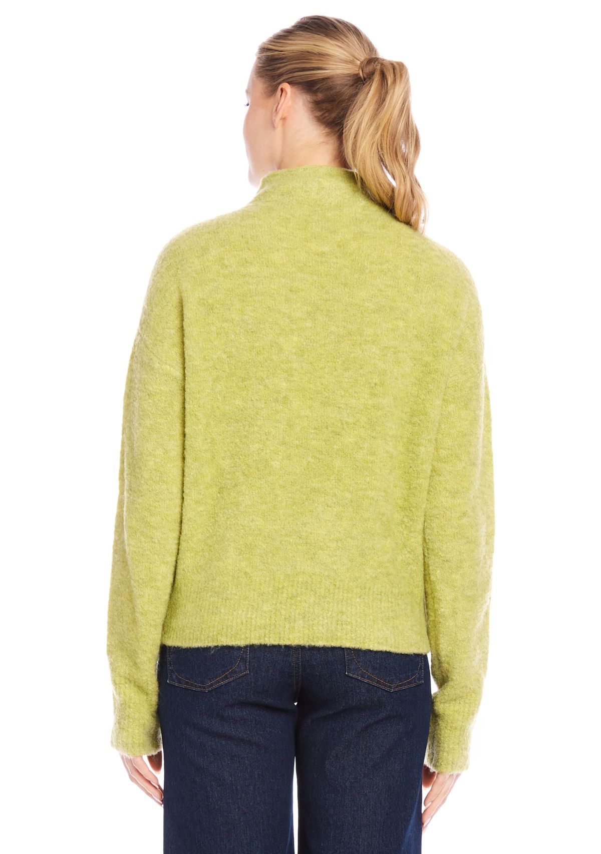 Womens Mock Neck Bouclé Sweater