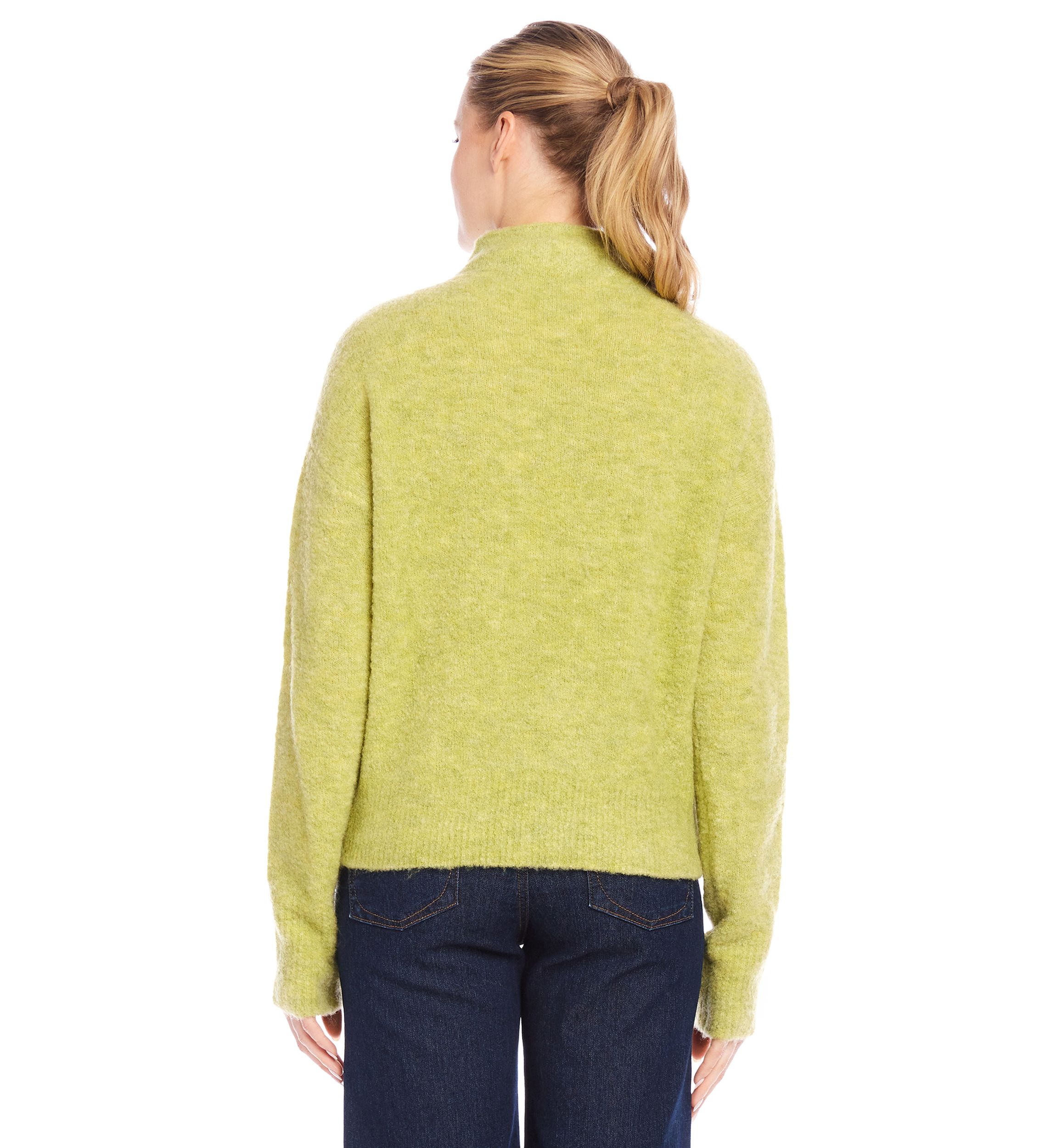 Womens Mock Neck Bouclé Sweater