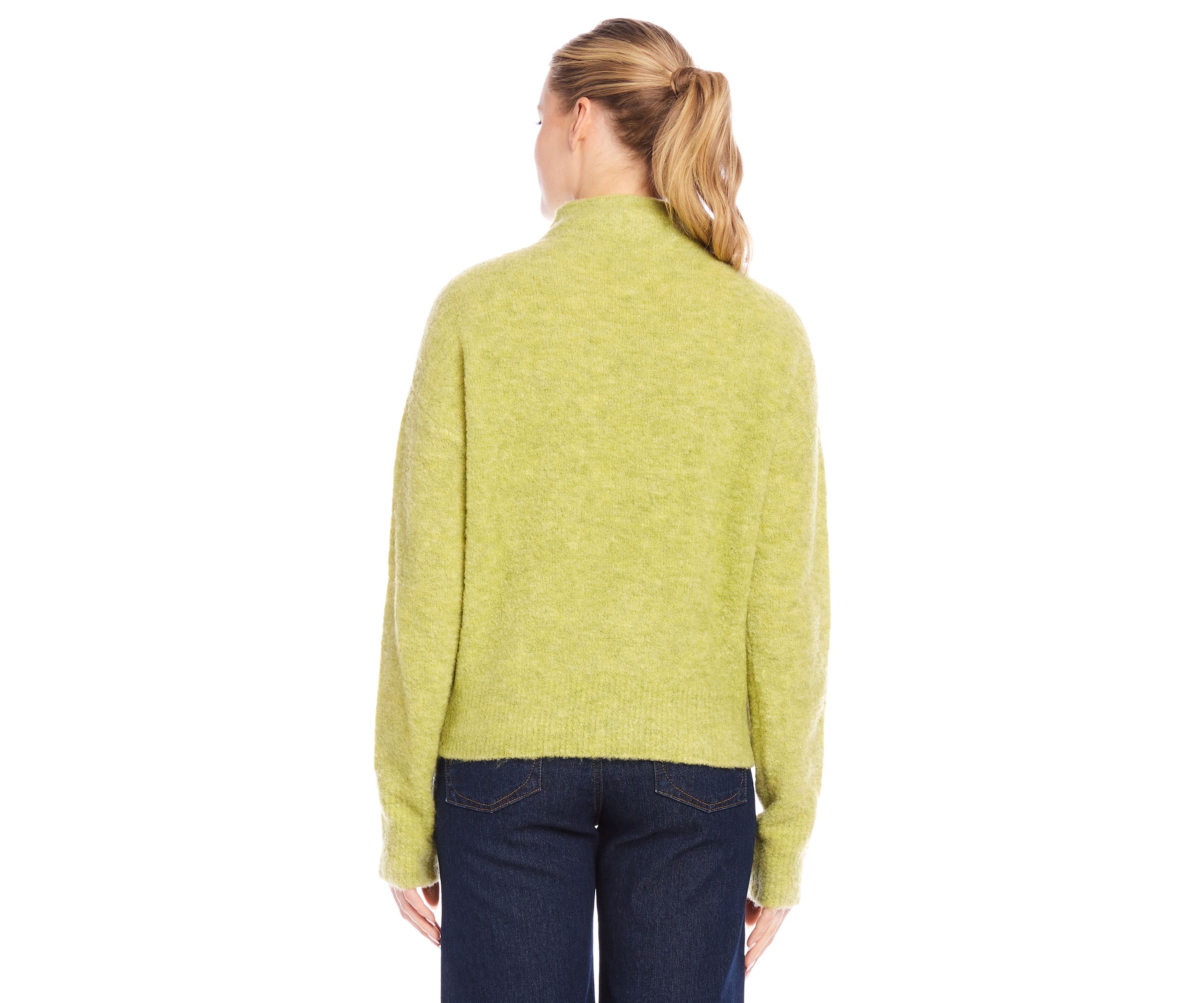 Womens Mock Neck Bouclé Sweater