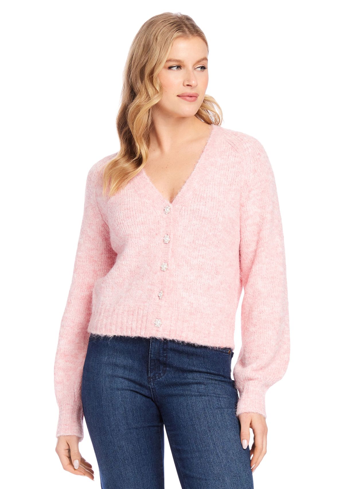 Petite Size Pearl Button Cardigan Sweater