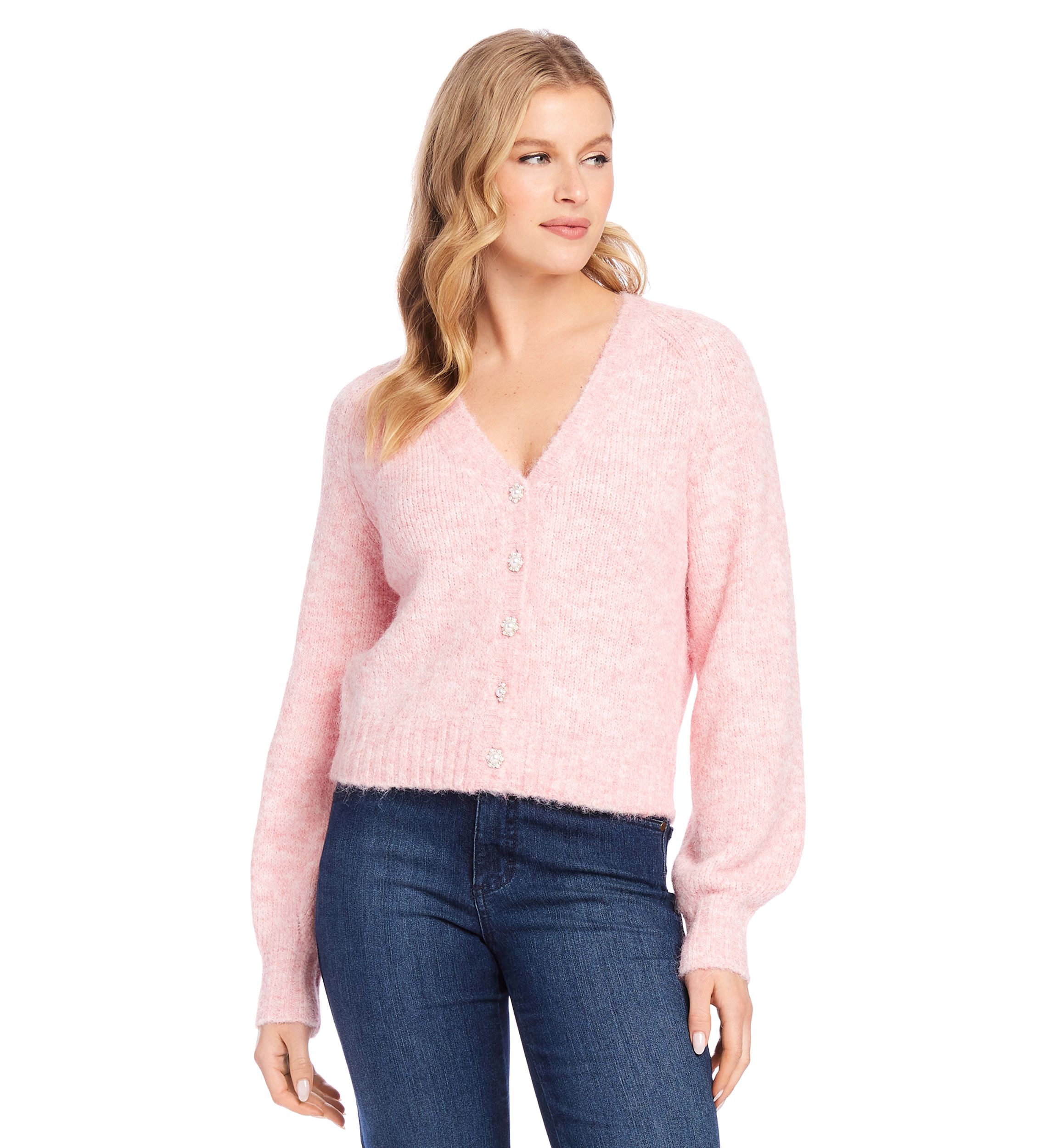 Petite Size Pearl Button Cardigan Sweater