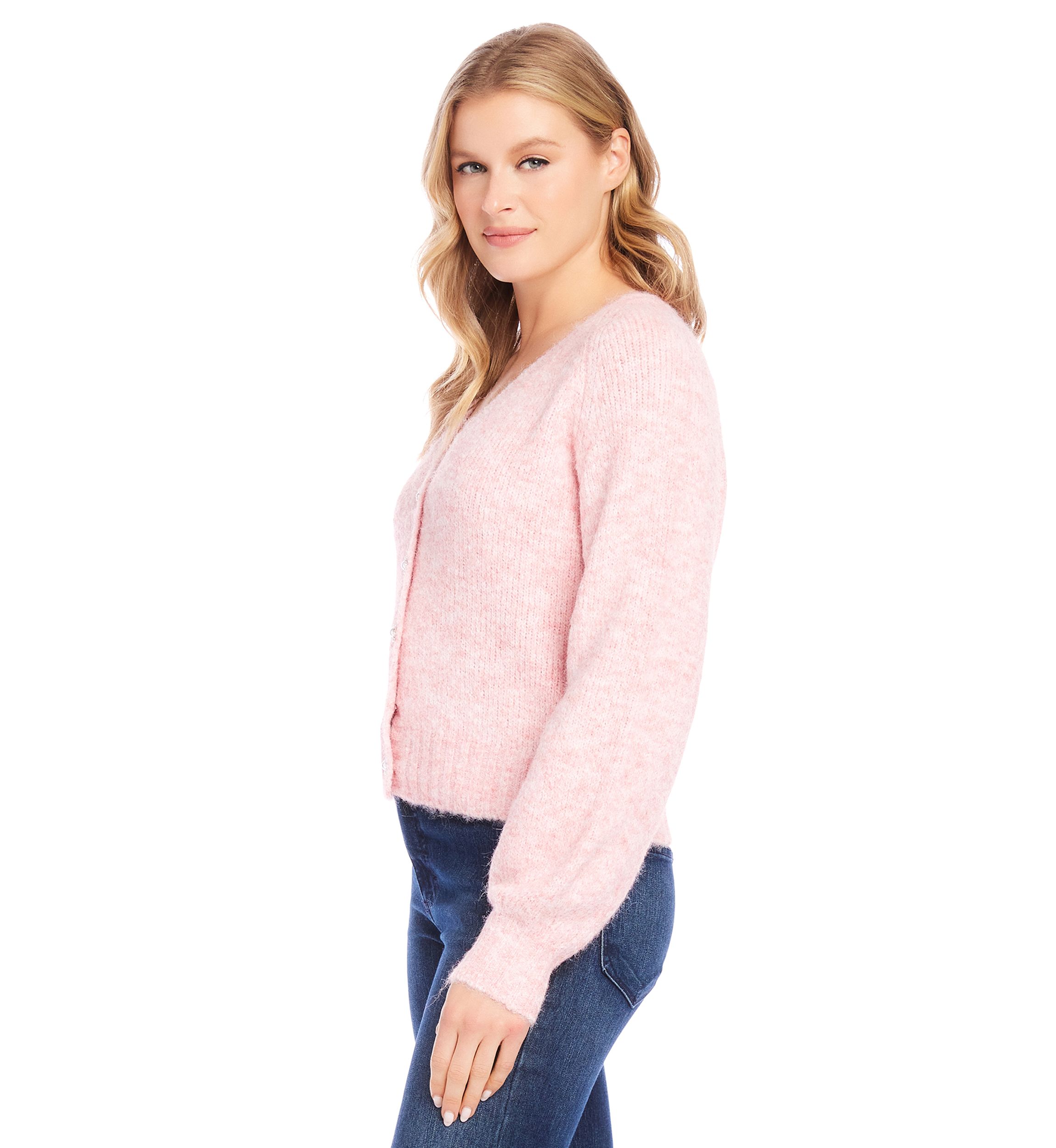 Womens Pearl Button Cardigan Sweater