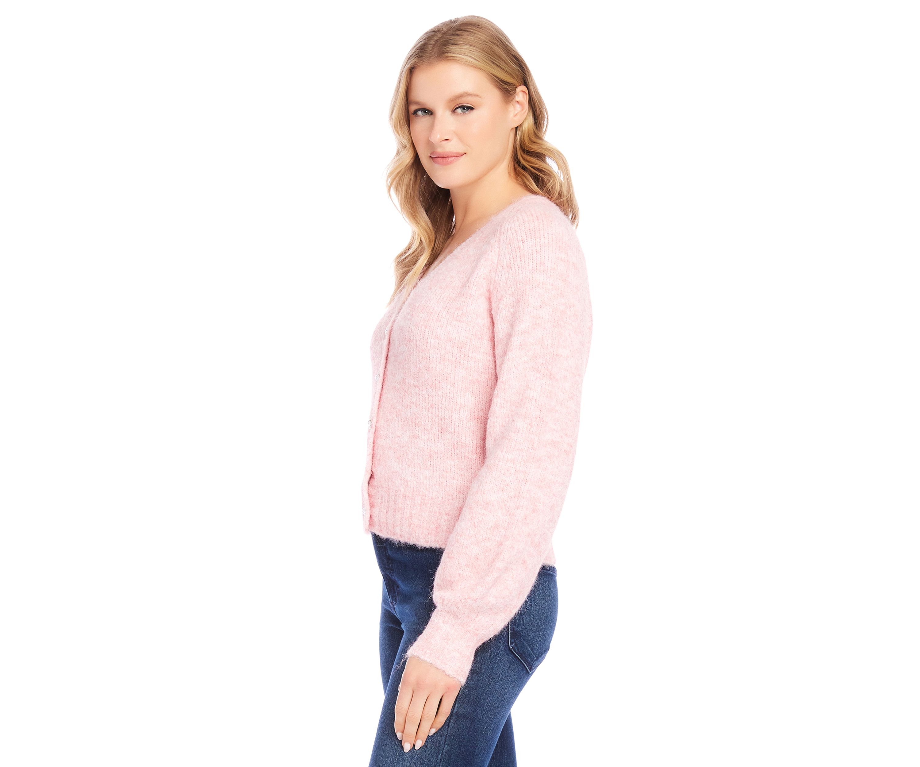Womens Pearl Button Cardigan Sweater