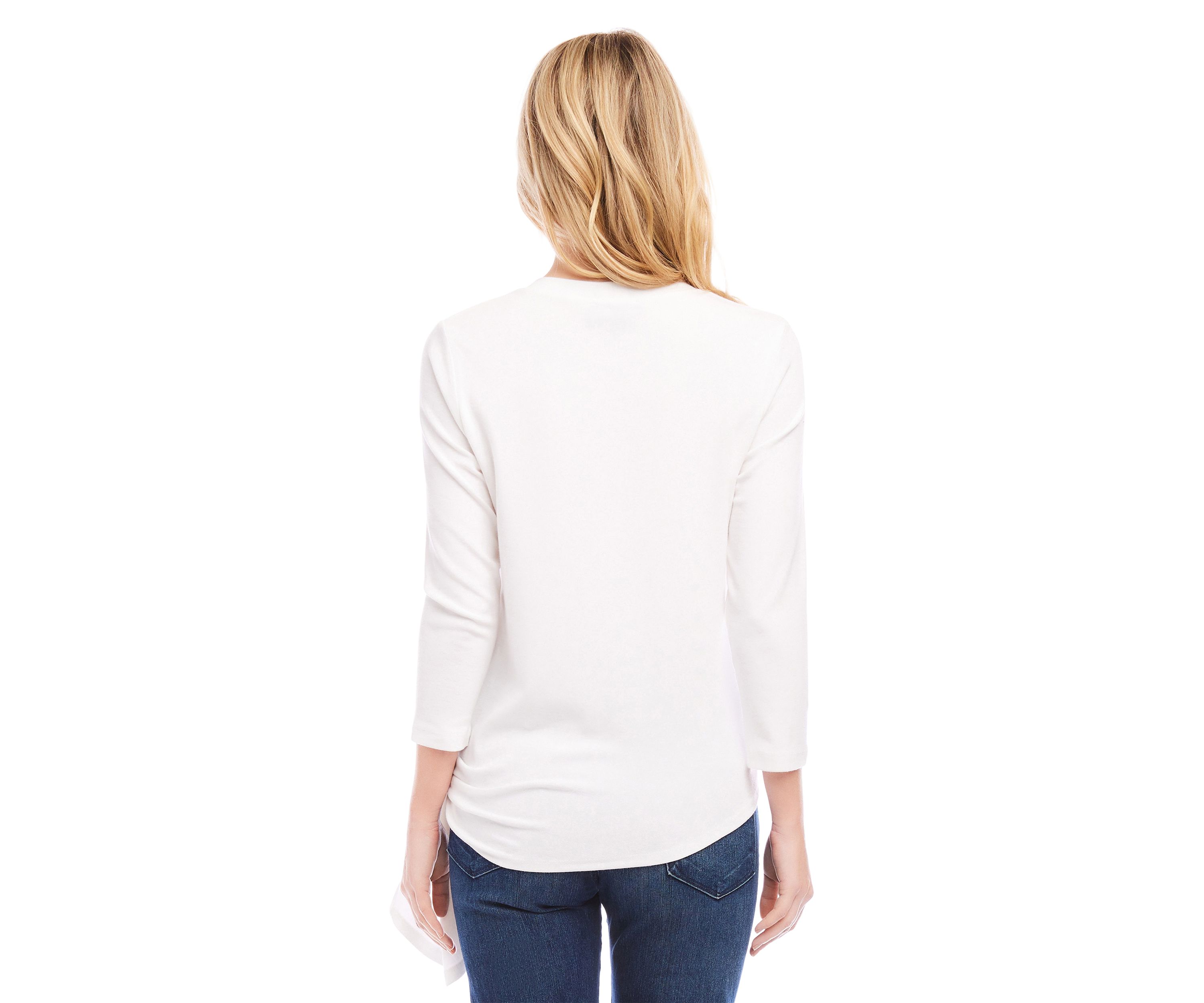 Petite 3/4 Sleeve Side Tie Top