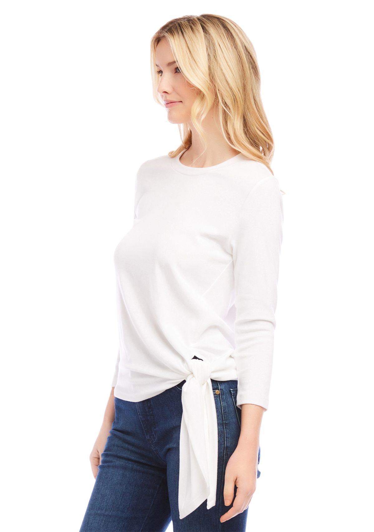 Petite 3/4 Sleeve Side Tie Top