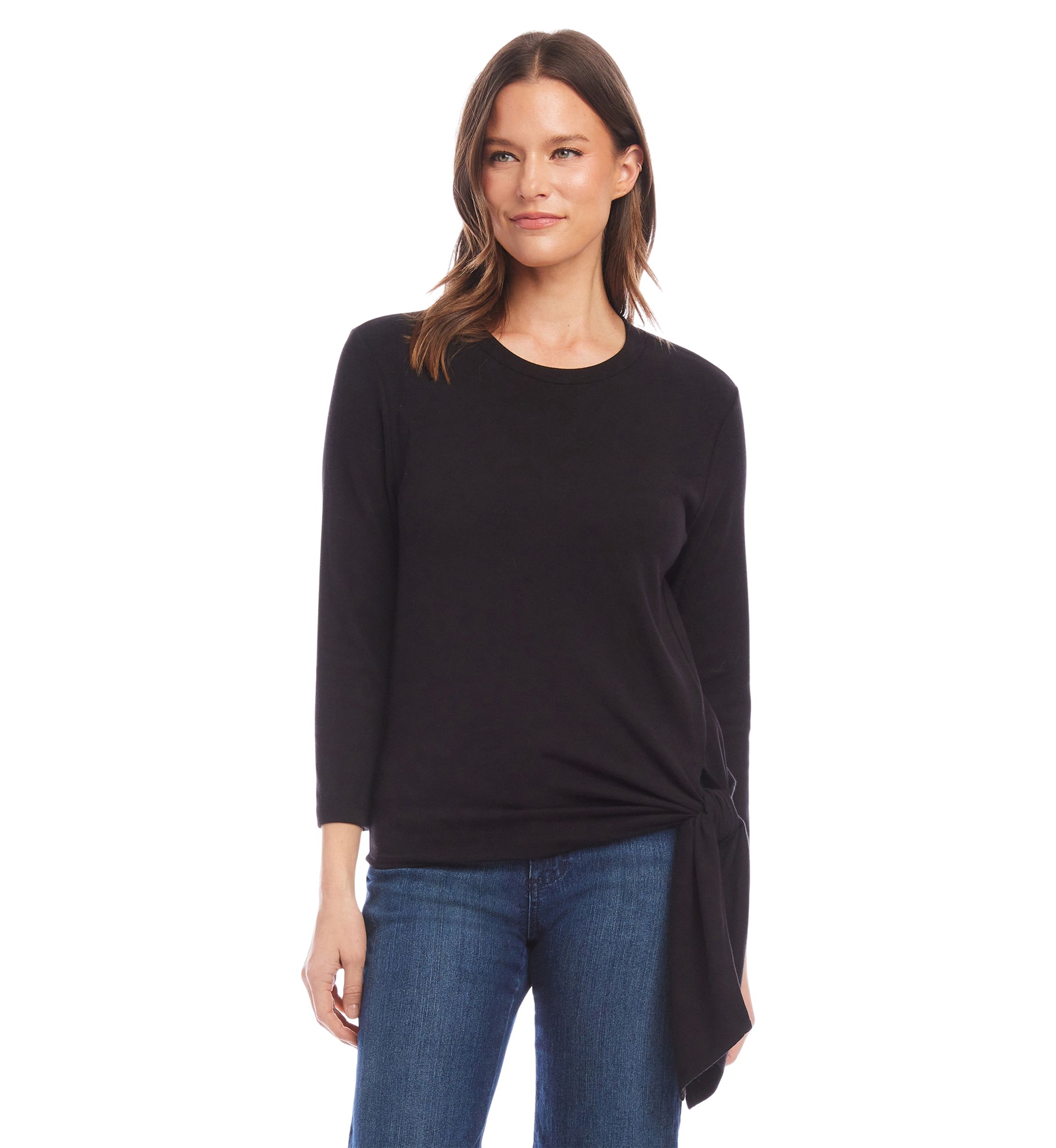 Womens 3/4 Sleeve Side Tie Top