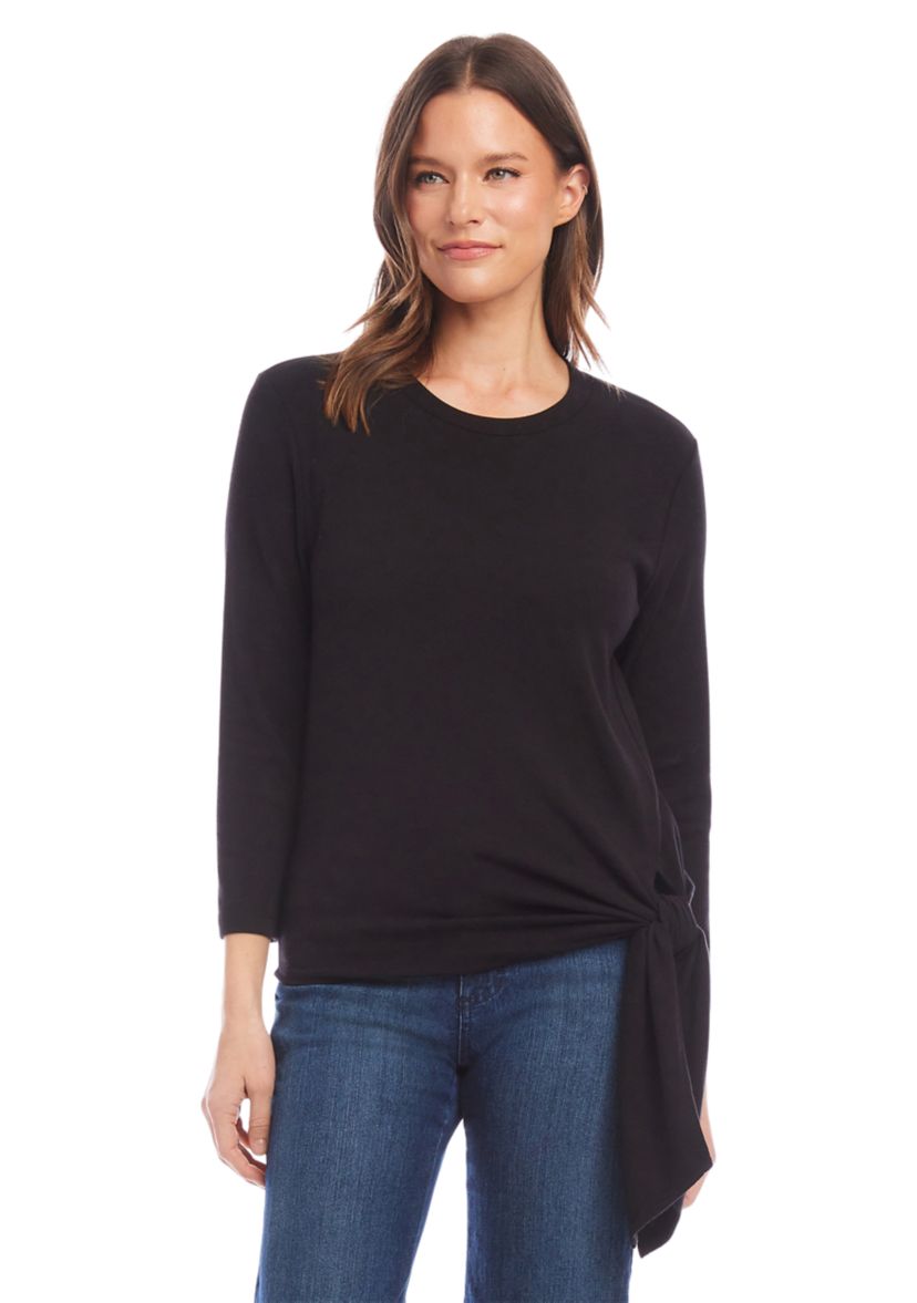 Womens 3/4 Sleeve Side Tie Top
