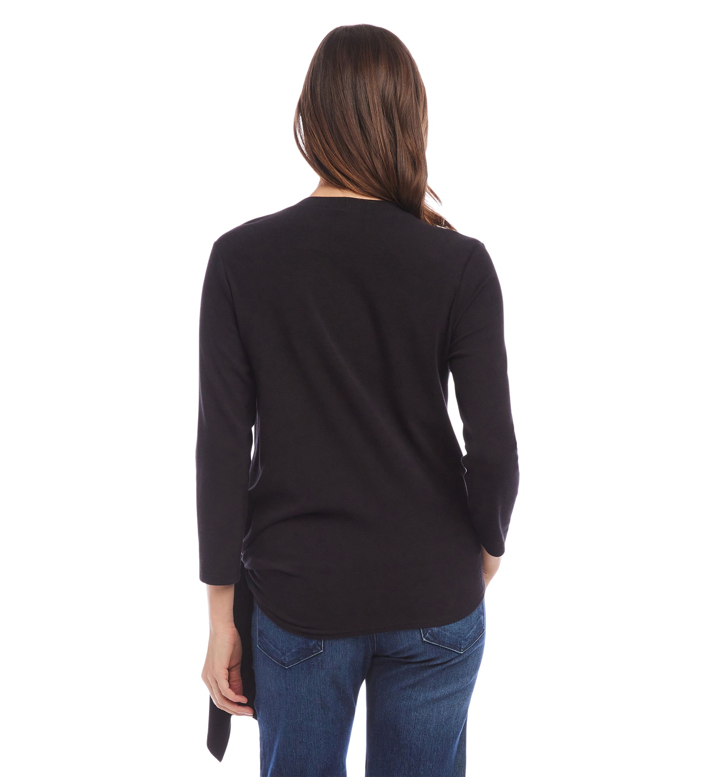 Womens 3/4 Sleeve Side Tie Top