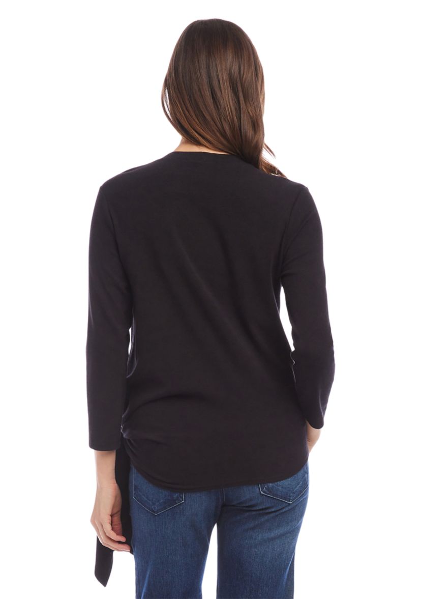 Womens 3/4 Sleeve Side Tie Top