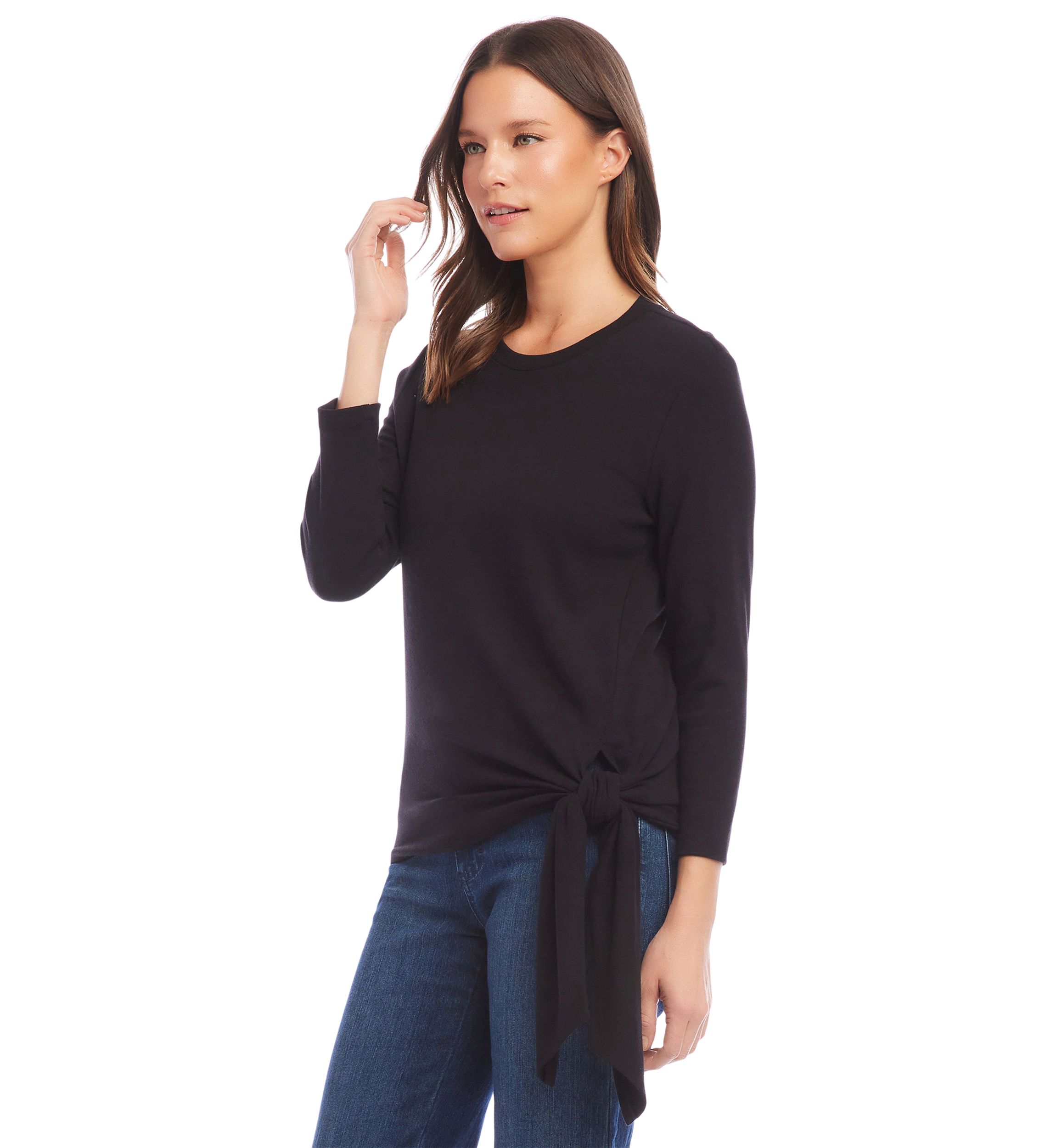 Womens 3/4 Sleeve Side Tie Top