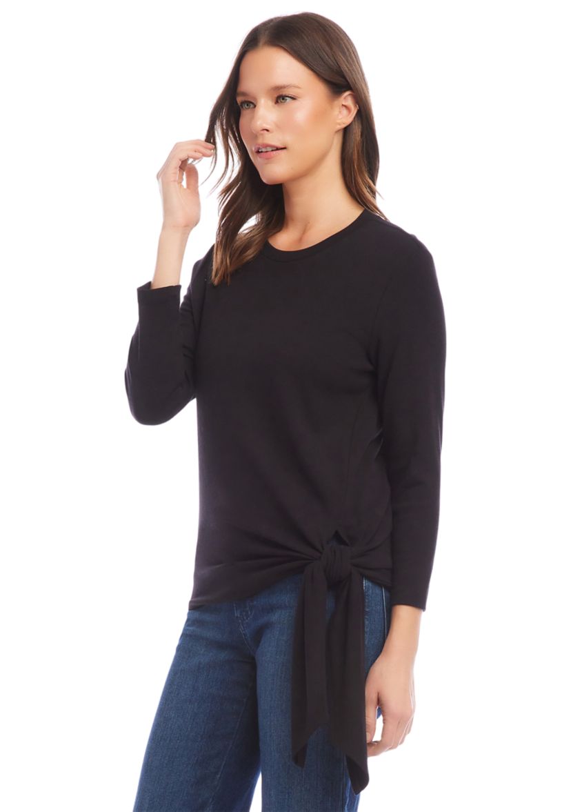 Womens 3/4 Sleeve Side Tie Top
