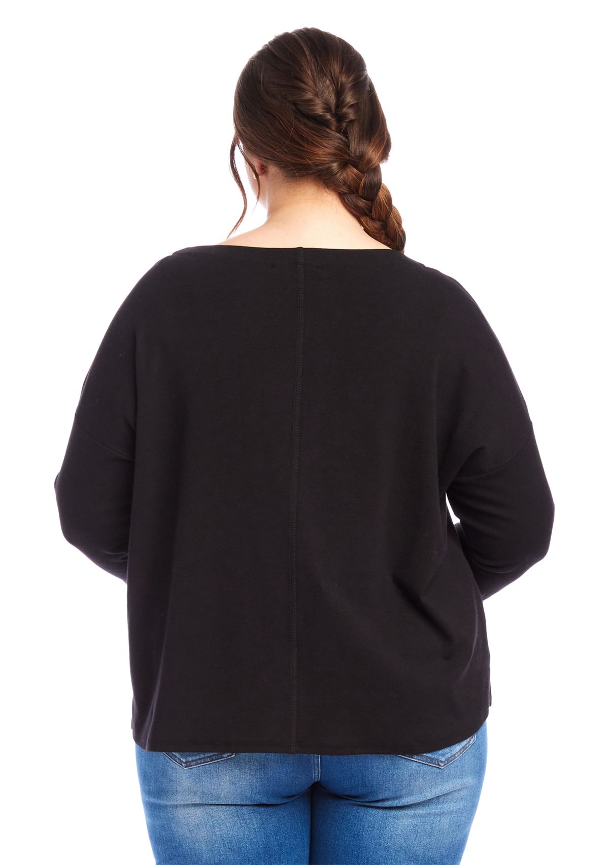 Plus Size 3/4 Sleeve Boatneck Top