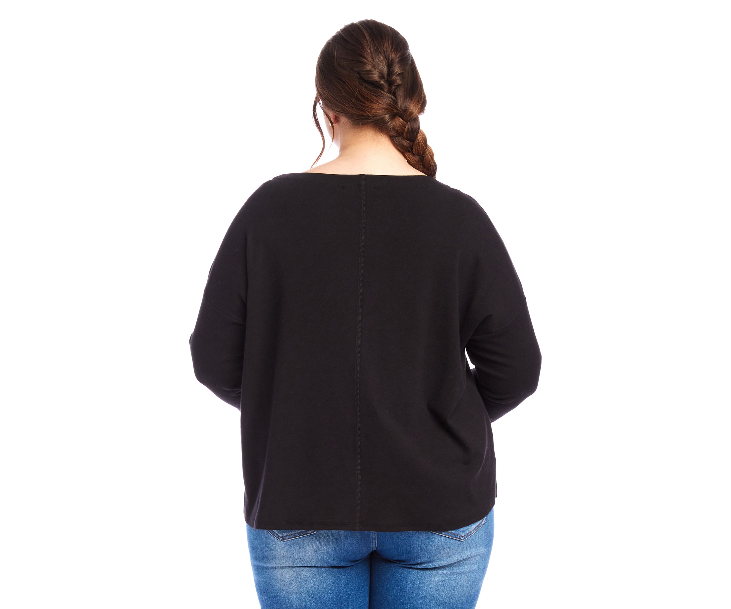 Plus Size 3/4 Sleeve Boatneck Top