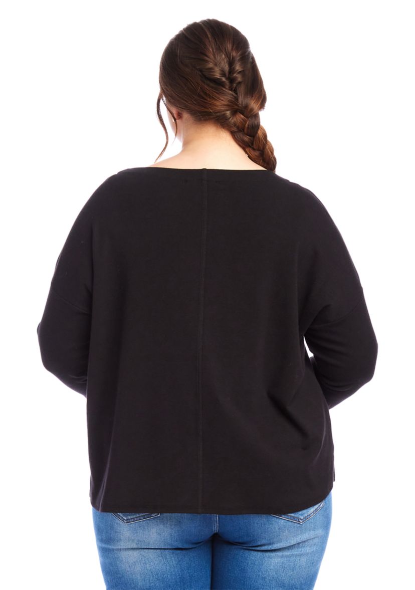 Plus Size 3/4 Sleeve Boatneck Top