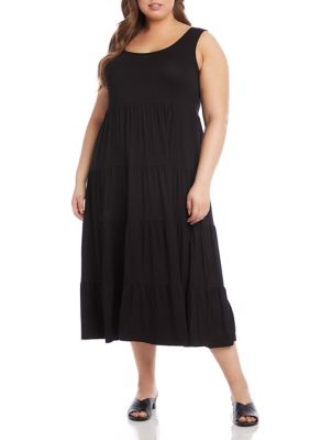 Plus Sleeveless Tiered Midi Dress