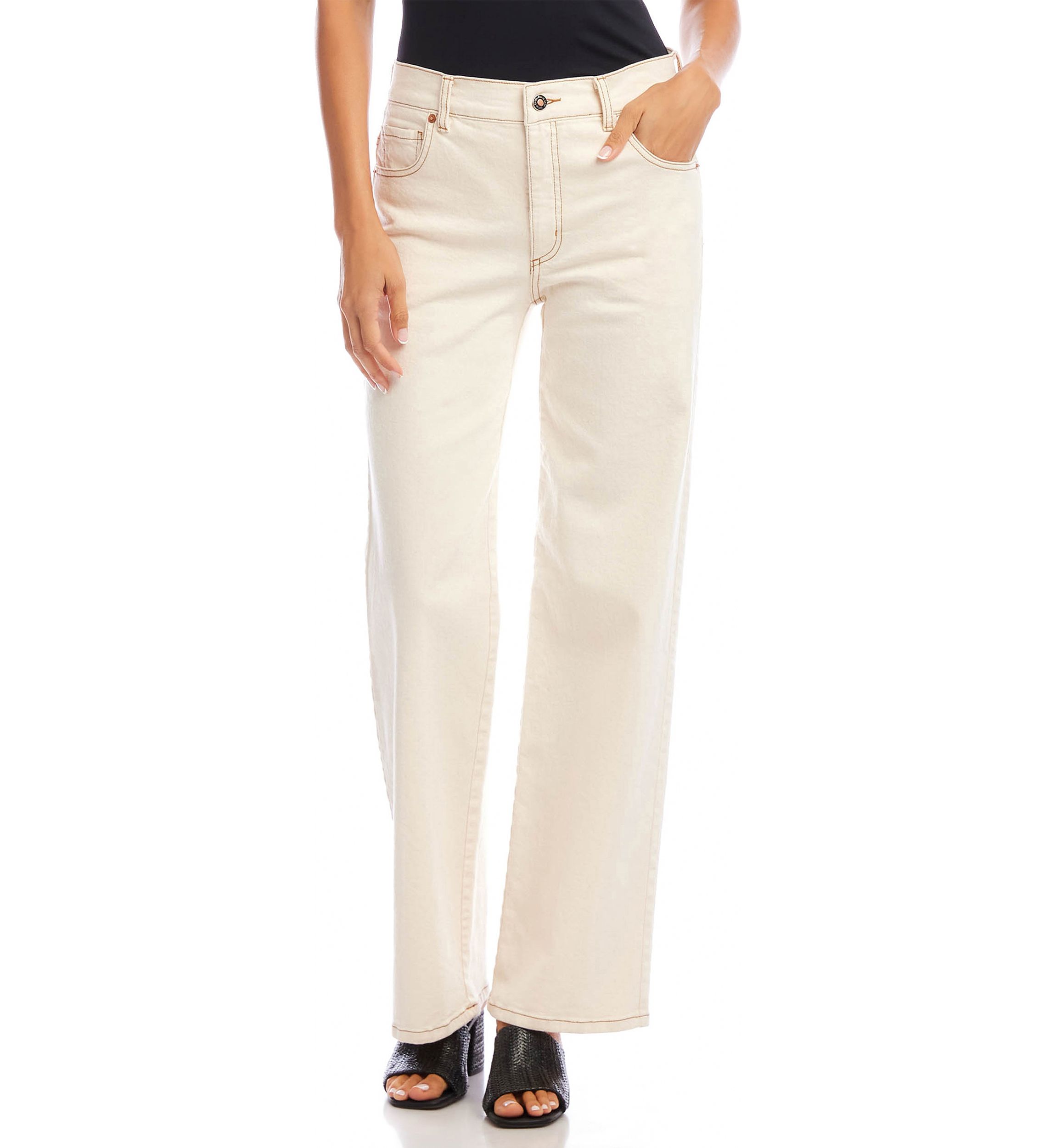 Womens Full Length Wide-Leg Jeans