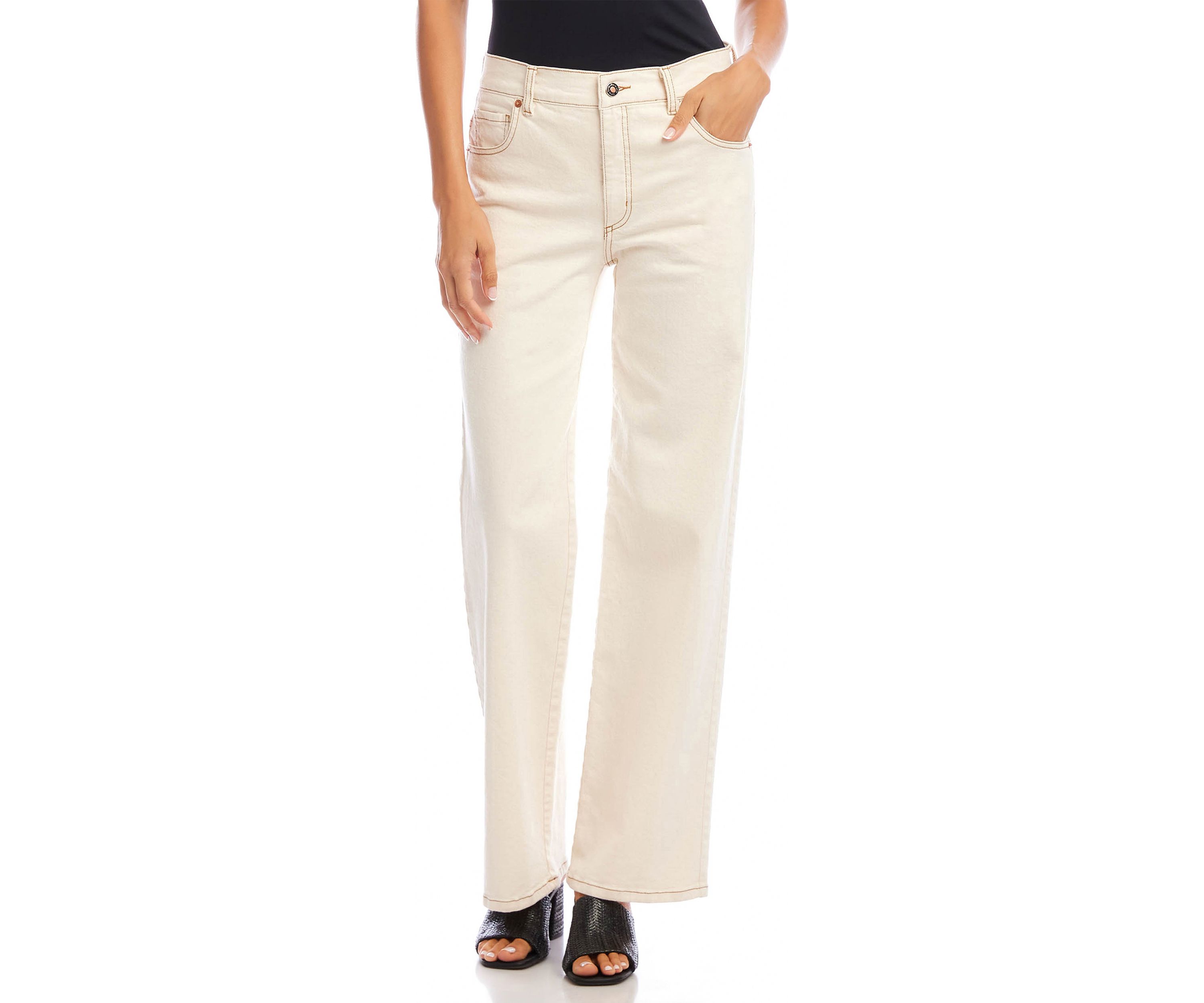 Womens Full Length Wide-Leg Jeans