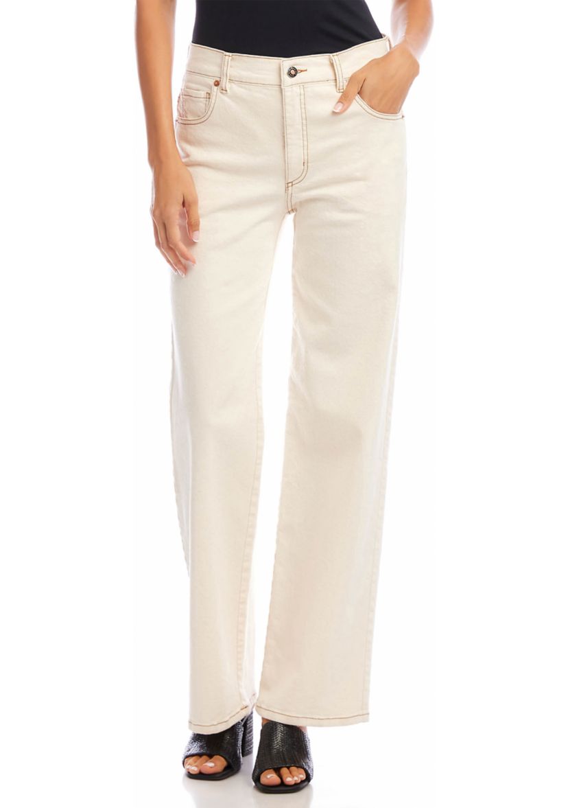 Womens Full Length Wide-Leg Jeans
