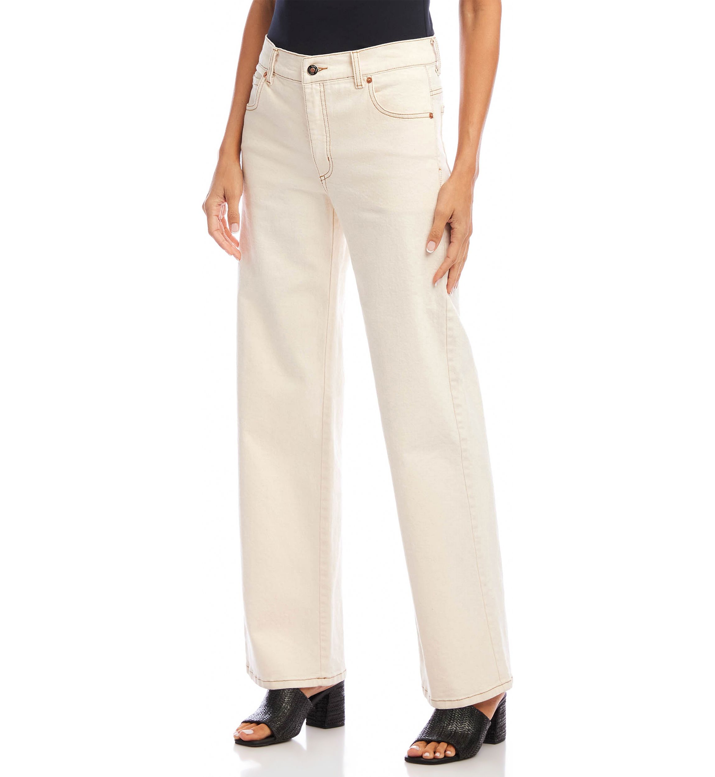 Womens Full Length Wide-Leg Jeans