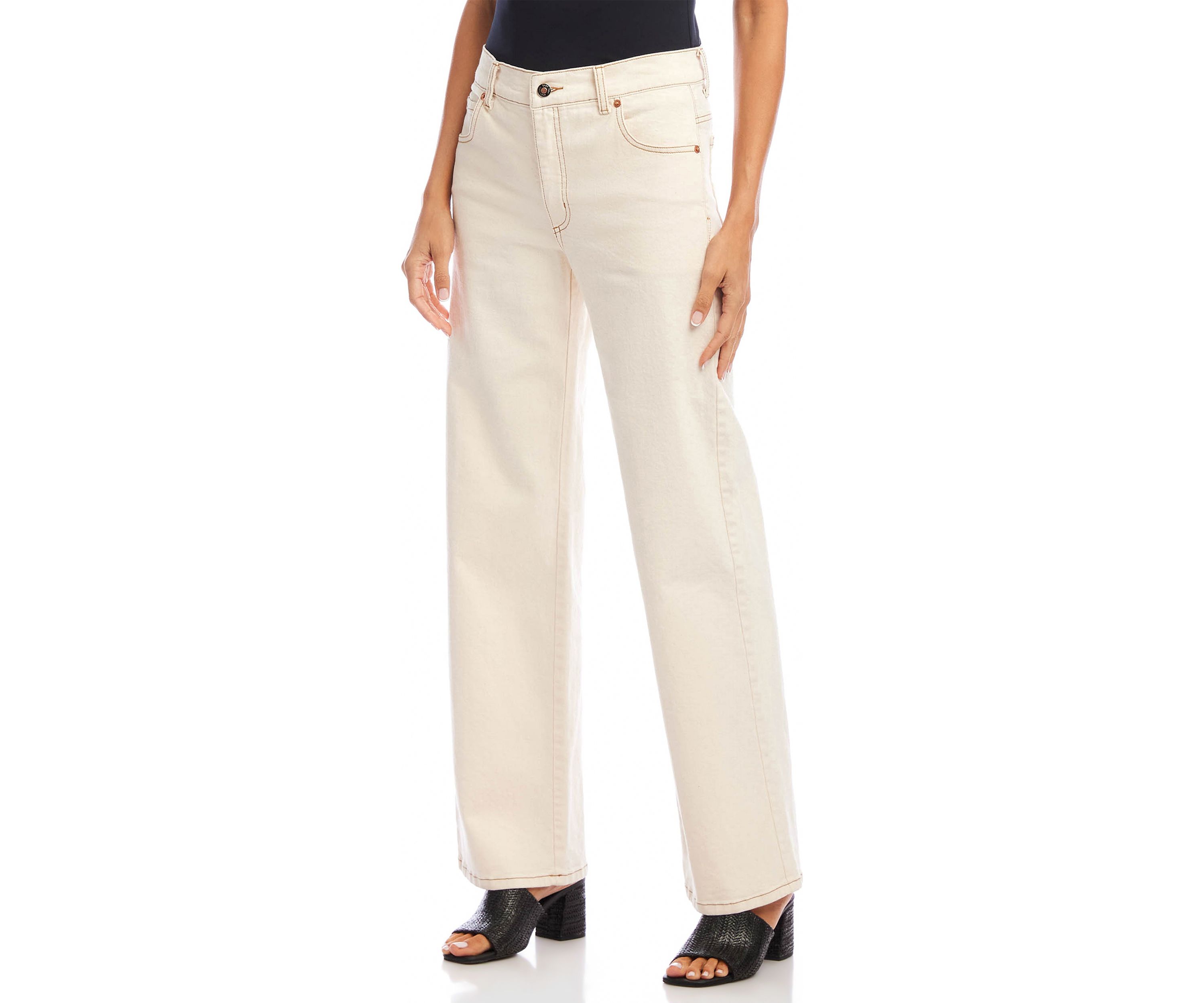 Womens Full Length Wide-Leg Jeans