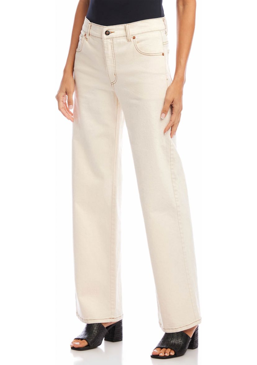 Womens Full Length Wide-Leg Jeans