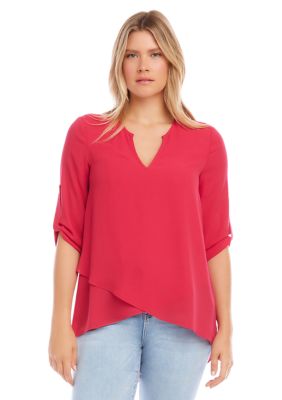 Petite Asymmetric Hem Wrap Top