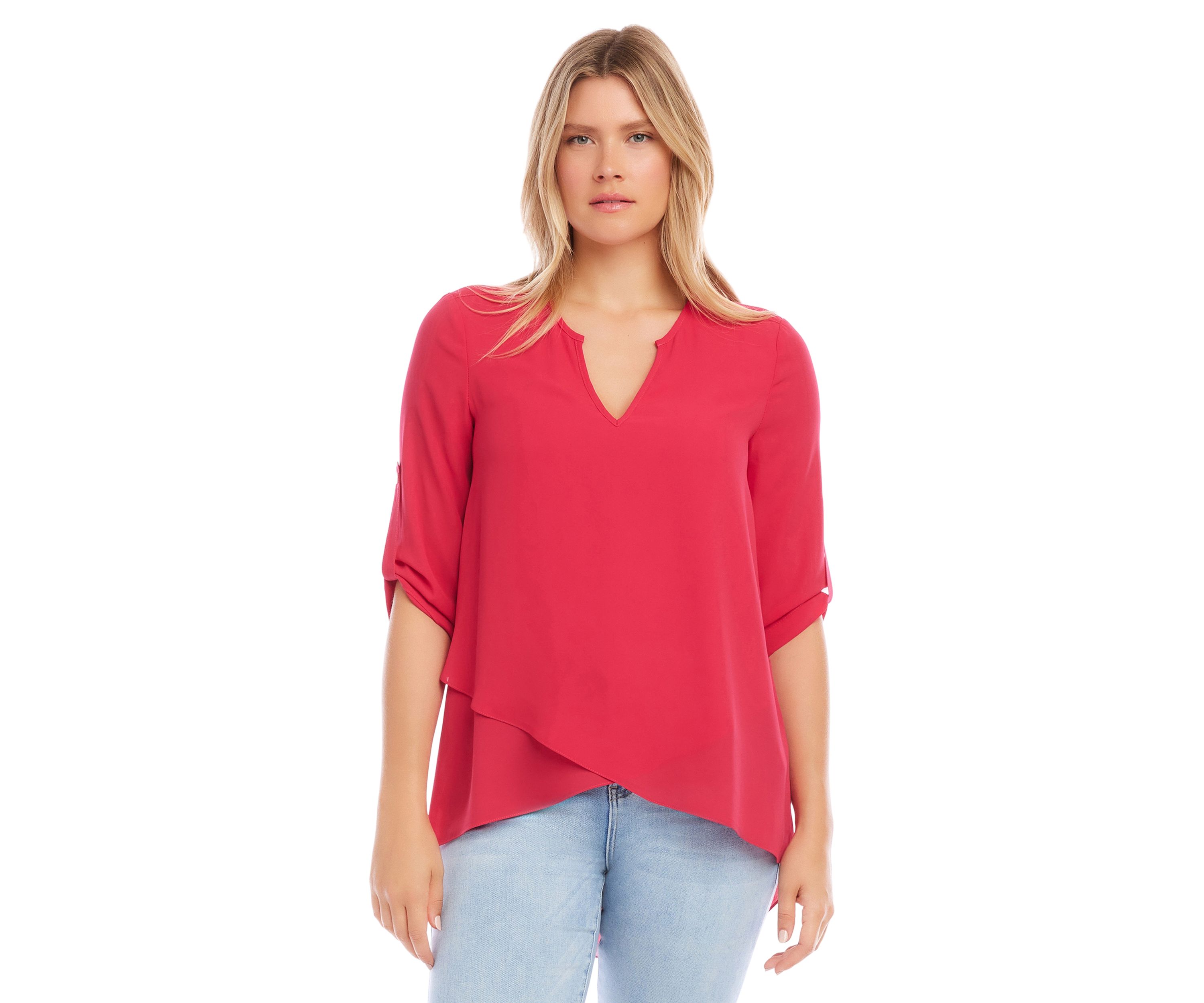 Petite Asymmetric Hem Wrap Top