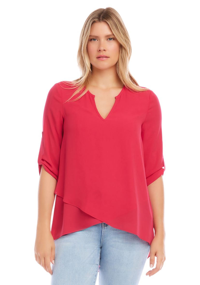Petite Asymmetric Hem Wrap Top
