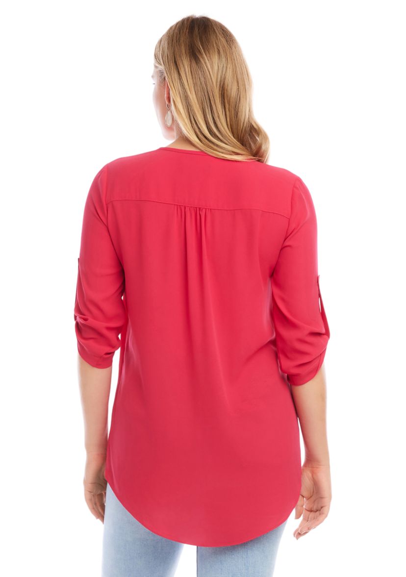 Petite Asymmetric Hem Wrap Top