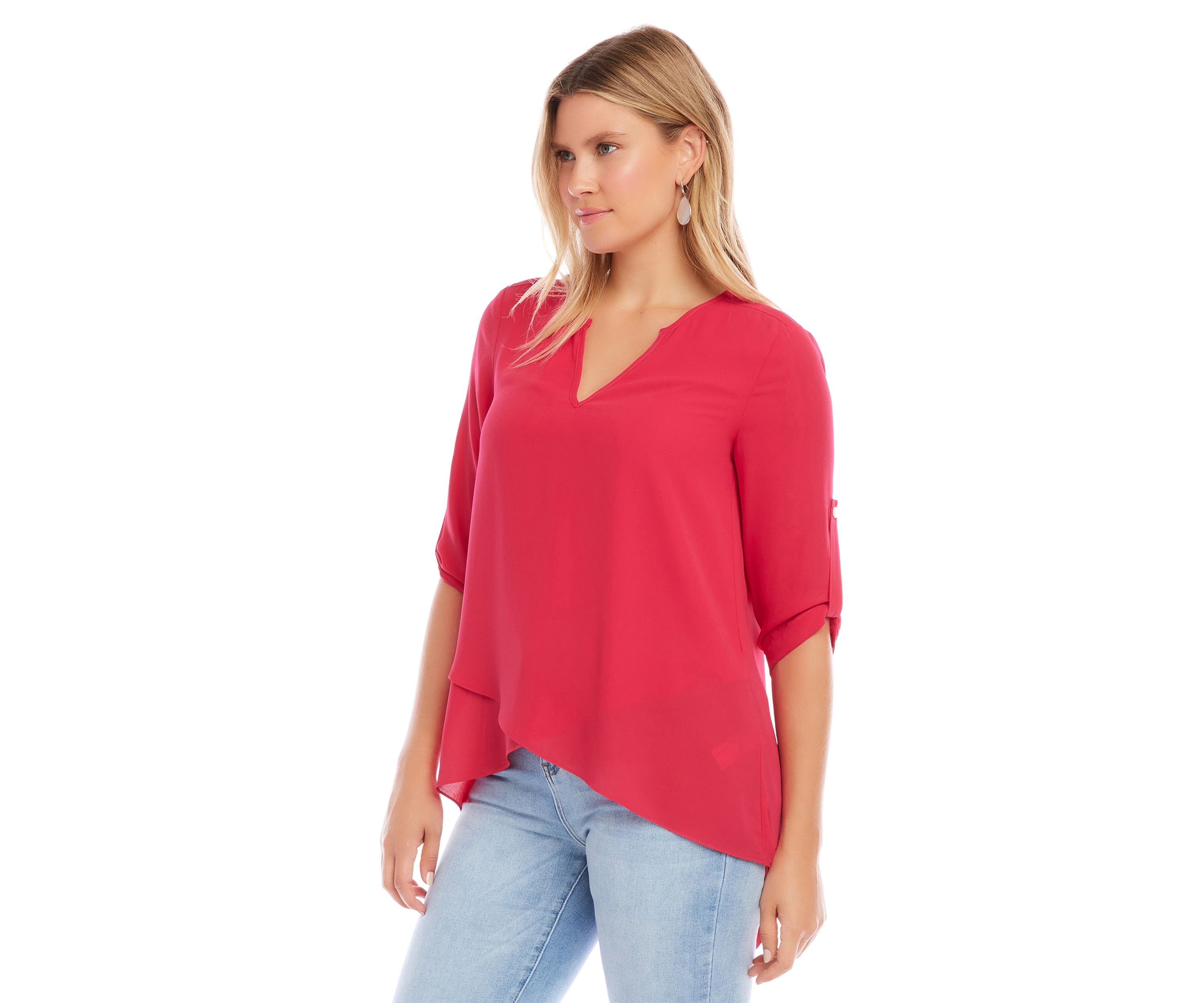 Petite Asymmetric Hem Wrap Top