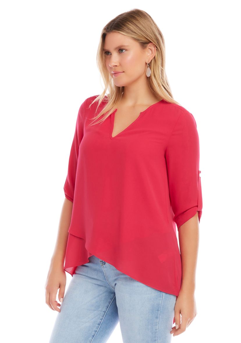Petite Asymmetric Hem Wrap Top
